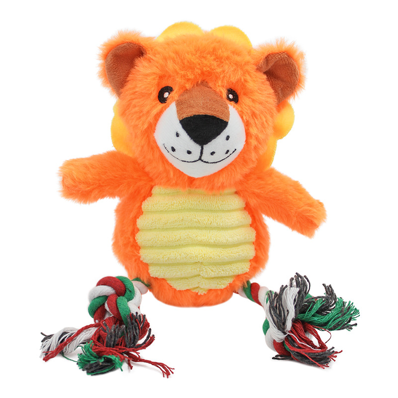 Corde en coton neuve, motif lion orange.
