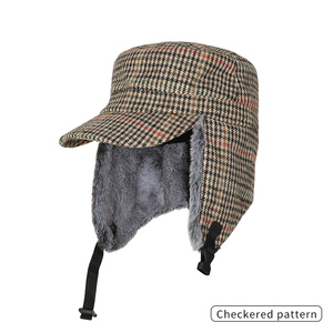 Dairui ấm kẻ sọc <span class=keywords><strong>Trapper</strong></span> <span class=keywords><strong>hat</strong></span> cho nam giới phụ nữ, dày bông thỏ lông lót earflap cap, ngoài trời thời tiết lạnh phi công <span class=keywords><strong>Hat</strong></span> Unisex - Product Image 3