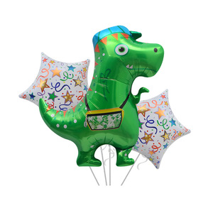 Ballons en aluminium motif dinosaure de dessin animé pour sac à dos, ballons jouets mignons en forme de dinosaure pour accessoires de décoration de fête - Product Image 1