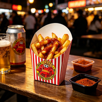Boîtes d'emballage pour frites, jetables, écologiques, biodégradables, imperméables, de qualité alimentaire, auto-érectables