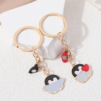 Porte-clés pingouin mignon avec aimant coeur belle conception animale pour bijoux à bricoler soi-même accessoires collier en métal fait main