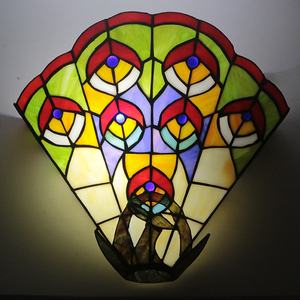 Настенный светильник LongHuiJing 14 дюймов в стиле Тиффани, павлин, витражное стекло ручной работы, светильник - Product Image 1