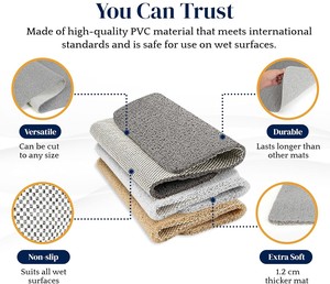 <span class=keywords><strong>Tapis</strong></span> de bain en PVC 80x80cm, 9mm, <span class=keywords><strong>antidérapant</strong></span>, séchage rapide, antibactérien, résistant à la <span class=keywords><strong>moisissure</strong></span>, blanc et gris - Product Image 2