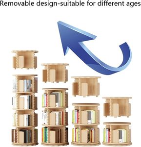 360 °   Libreria Girevole Salvaspazio in Legno, Scaffale Portaoggetti da Terra per Cameretta Bambini, Studio e Camera da Letto - Product Image 3