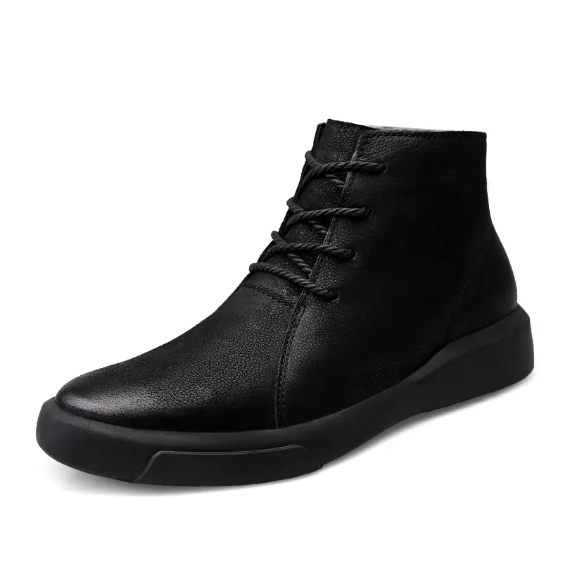 New high-cut welcome fashion leather casual boots OEM/ODM stylish leather colorful warm Lace-up Boot