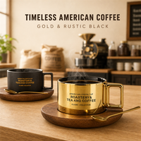 Ensemble de tasses à café en céramique de luxe Kingze avec logo personnalisé, design moderne, style porcelaine, tasses à thé avec boîte cadeau
