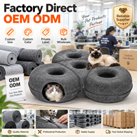 Tunnel modulaire en feutre pour chat, niche de jeu multi-chats avec fermeture éclair, lit d'intérieur pour animaux de compagnie, OEM ODM, vente en gros