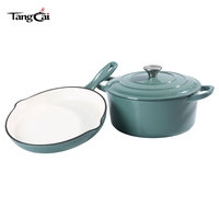 Ensemble de 2 ustensiles de cuisson émaillés : Cocotte 5QT et poêle à frire antiadhésive de 10 pouces en fonte émaillée pour la cuisine domestique