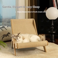 Nid de couchage inclinable pour chat moderne avec planche résistante aux rayures Hamac en sisal en bois Canapé pour animaux de compagnie Griffe de meulage Planche à gratter pour chat