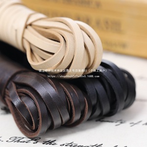 Handmade Top Grain Cowhide Leather <b>Rope</b> Flat Genuine Leather Strip For DIY <b>Bracelet</b> Necklace Craft Material Jinhua Origin - Product Image 1