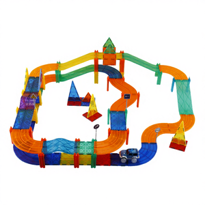 Set di Blocchi Magnetici Educativi in Plastica per Bambini, Costruttore di Piste Elettriche con Finestre Colorate, Certificato EN71, 65 Pezzi, per Ragazzi e Ragazze - Product Image 1