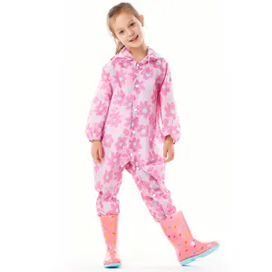 Vente en gros Imperméable de haute qualité à la mode pour enfants Lovely Cartoon Imperméable Full Body Polyester Vêtements de pluie d'extérieur pour les enfants