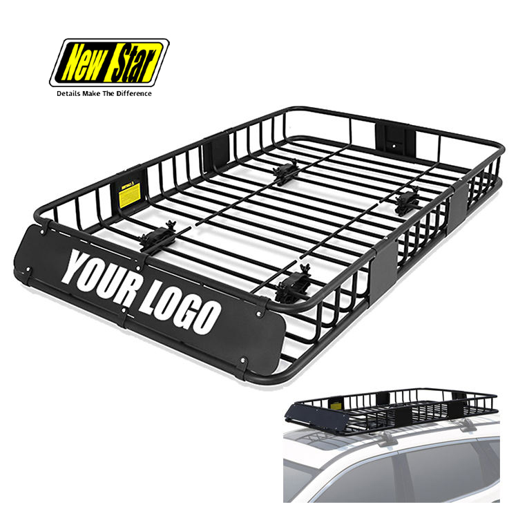 Extension Oem 150lbs 64 Inch Black Steel Travel Truck Suv Rooftop Luggage Holder Carrier Cargo Basket Universal Car Roof Rack