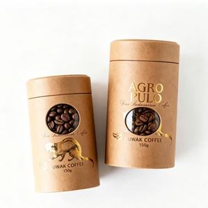 Eco-Friendly Kraft Paper Coffee Tube With Gold Foil Logo Recyclable Cylindrical Canister For Coffee Beans Storage - Product Image 1