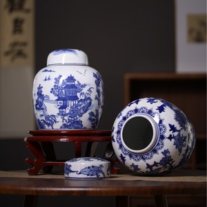 Vase en porcelaine bleu blanc en céramique chinoise peint à la main Pot général pour ornement de salon de bureau Option de pot de gingembre disponible - Product Image 3