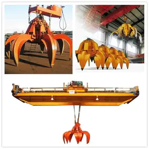 China Nucleon Brand QZ 3 Ton 5 Ton Model Double Girder Overhead Grab Bridge Overhead Traveling Crane With Hydraulic Bucket Grab