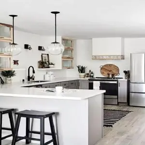 Mezclador de madera laminada de estilo europeo, moderno y barato, color blanco, armario de cocina para apartamento