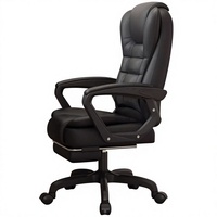 Chaise de bureau ergonomique à dossier haut pivotante en cuir, réglable en hauteur, moderne, pour salon, bureau à domicile, base en acier, pivotante