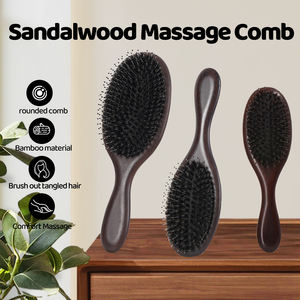Meridian Massage gerät Hochwertige Haar Holz bürste mit Wildschwein borsten Schwarz Sandelholz Dicker Zahn Massage kamm Luxus - Product Image 2