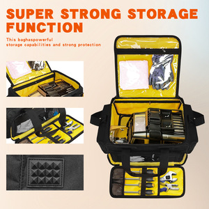 Tool Bag Multi Compartment Water Resistant Electrician Tool Storage Duffle Bag With Double Handle Yellow 25-29 Pockets - Product Image 2