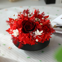 Centre de table de fleurs préservées - Composition de roses éternelles personnalisée dans un bol en céramique blanc - Longue durée (3-5 ans) - Fête des Mères, Remise de diplôme