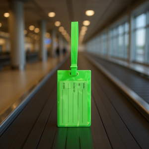 Étiquette de bagage en plastique fluorescent 6,5x11,5 cm avec sangle pratique pour l'identification en voyage - Product Image 2