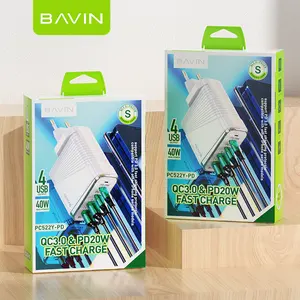 BAVIN PC522Y 20W 18W 40W PD 충전기 어댑터 PD 20W + QC 3.0 유형 C USB C 고속 충전 휴대 전화 USB 충전기 어댑터