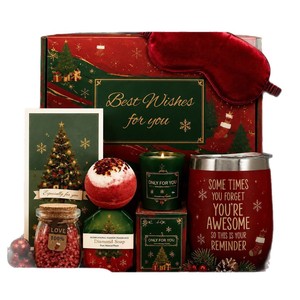 Set de Regalo de Papel con Temática Navideña para Baño y Cuerpo, con Bombas de Baño Aromáticas, Jabones y Velas para Aliviar el Estrés - Product Image 4