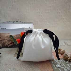OEM Factory <b>Mini</b> Cotton Twill Ring Earring Storage <b>Bag</b> Custom Logo Printed Recycled Drawstring Cotton Necklace Jewelry Pouch - Product Image 2