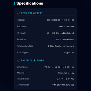 Чип флуоресцентный TM200, <span class=keywords><strong>4</strong></span>-канальный модуль радиочастотной идентификации с множеством бирок, считыватель радиочастотной идентификации и УВЧ, цена от производителя считывателя радиочастотной идентификации - Product Image 4