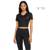 Crop top de sport à séchage rapide OEM, crop top personnalisé avec logo, t-shirt de yoga et de fitness pour femmes