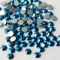 Berkilau metalik biru laut tidak panas memperbaiki kaca rhinestones grosir