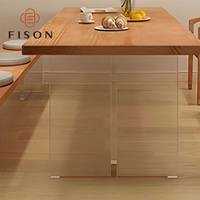 Transparente Acrylbeine und Bankstuhl - Langlebiges, Stabiles, Modernes Design Wohnmöbel Esstisch-Set mit Walnussholzplatte