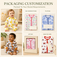 Combinaison bébé en coton 100% MengWu, lot de trois, avec des imprimés variés et mignons et manches longues pour vêtements de nuit pour nouveau-nés