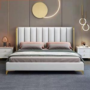 Lit de chambre à coucher moderne de luxe, taille standard, cadre en bois de bouleau, couleur personnalisable, revêtement en cuir microfibre, <span class=keywords><strong>sommier</strong></span> tapissier, garantie 3 ans - Product Image 6