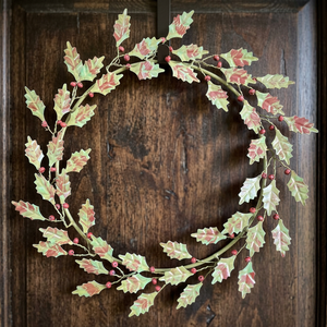 Rustic Metal Classic Durable Round Decorative Flowers Unlit Handmade Christmas <b>Wreath</b> Single-Piece Package - Product Image 2