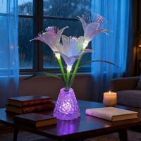 Lumière de table en fibre optique LED à changement de couleur 7 couleurs, étanche IP65, fonctionne avec une batterie ou une charge USB, décoration pour mariage, fleur de lys