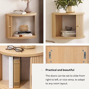 Estante Flotante para Mesita <span class=keywords><strong>de</strong></span> <span class=keywords><strong>Noche</strong></span> con Puerta Corredera y Almacenamiento - Estante Flotante para Mesita <span class=keywords><strong>de</strong></span> <span class=keywords><strong>Noche</strong></span>, Montado en la <span class=keywords><strong>Pared</strong></span>, <span class=keywords><strong>de</strong></span> Madera - Product Image 6