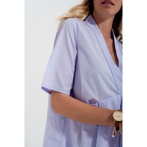 Vestido de corte alto-bajo con cintura imperio en color lila - Product Image 4