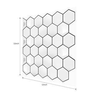 12 pulgadas blanco hexagonal Peel Stick Backsplash impermeable a prueba <span class=keywords><strong>de</strong></span> aceite 3D pegatina <span class=keywords><strong>de</strong></span> pared papel tapiz <span class=keywords><strong>para</strong></span> cocina <span class=keywords><strong>baño</strong></span> <span class=keywords><strong>vinilo</strong></span> 3D hexágono - Product Image 2