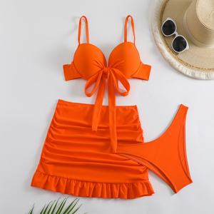 Conjunto de Traje de Baño de 3 Piezas para Mujer Talla Grande OUTPACE Retro con Estampado Floral y a Cuadros, Bikini con Tirantes en V - Product Image 2