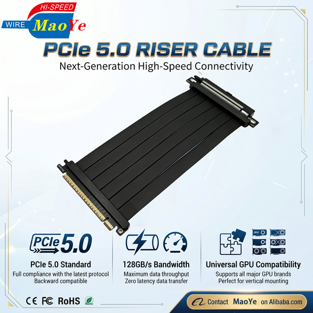 PCIe 4.0 5.0 Riser Cable Vertical GPU Mount Left Angle Stackable Single Layer Graphics Card GPU Ready Compatible PCIe 4.0 ODM CE