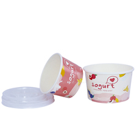 Gobelets en papier ronds de 16 oz avec couvercles, impression de logo personnalisée, qualité alimentaire, halal, congelables, pour yaourts, desserts et glaces.