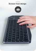 Teclado Retroiluminado de 2.4ghz, 78 Teclas, ABS, Recargable, Multidispositivo, Azerty, Bluetooth, Inalámbrico, con Panel Táctil