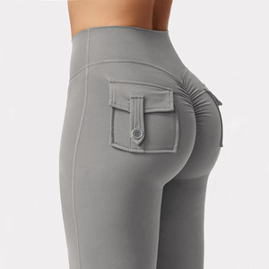RUIQUWIN Pantalon d'entraînement personnalisé sans couture avec logo évasé Pantalon de fitness taille haute pour femmes Pantalon d'été à poches évasées pour la gym - Product Image 2