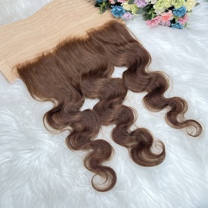Vente en gros de cheveux humains vietnamiens bruts non traités, densité 150, avec dentelle HD 5x5, 13x4, 13x6 # 4 mèches brunes foncées Body Wave avec frontal <span class=keywords><strong>et</strong></span> closure - Product Image 1