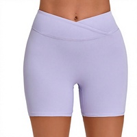 Short de yoga taille haute effet seconde peau avec ceinture croisée, coupe ajustée, pour course et cyclisme en extérieur 9721
