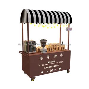 Nouveau stand de marché extérieur, kiosque mobile pour snacks, stand de marché nocturne, chariot de présentation carré, chariot de vente portable à roulettes - Product Image 5