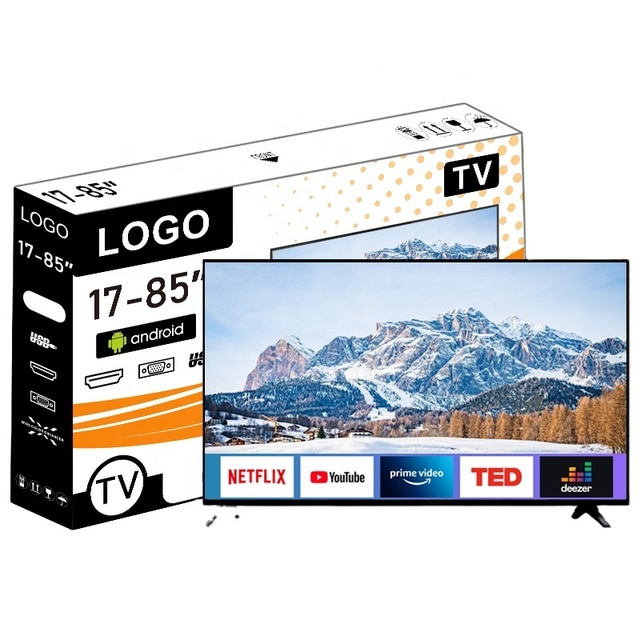 Wholesale Accept Custom Smart Android TV OEM Flat Screen Television 4K Smart Tv 55 65 75 85 100 Inch UHD LED Tv