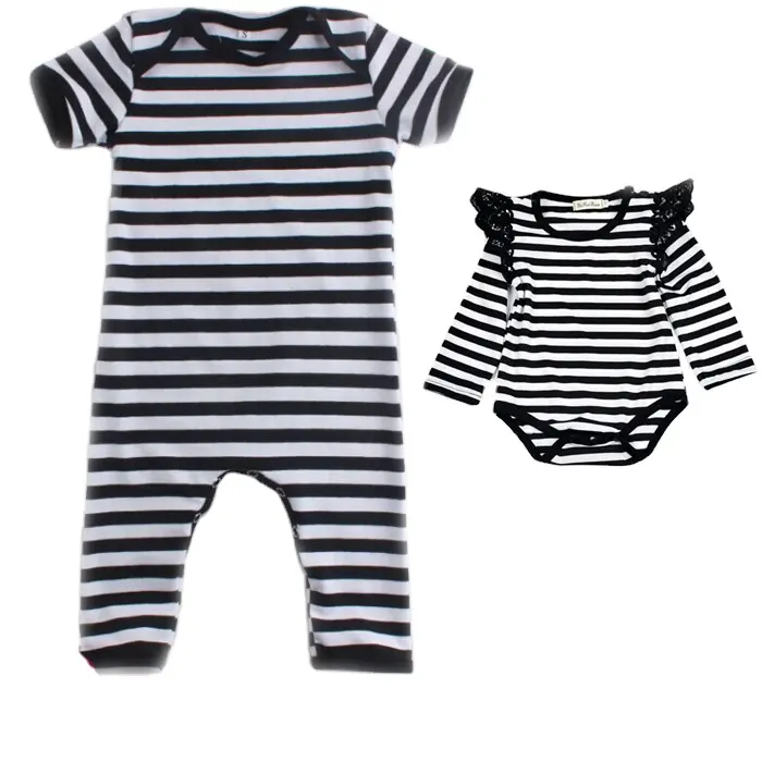 Baju Bayi Baru Lahir, Baju Monyet Garis Hitam, Jumpsuit Pendek, Pakaian Rumah Anak Laki-laki, Gambar Unik